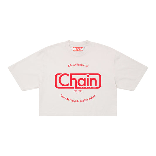 Chain Slogan Classic Crop Tee