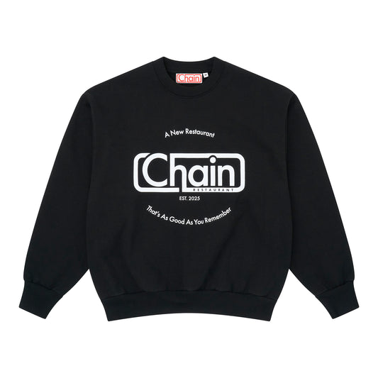 Chain Slogan Classic Crewneck in Black