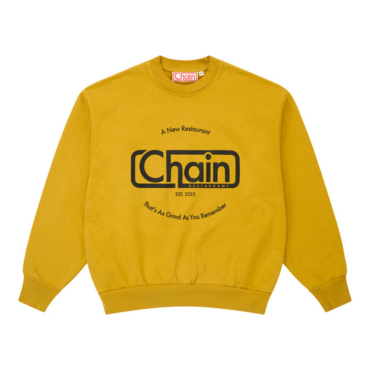 Chain Slogan Classic Crewneck in Dijon