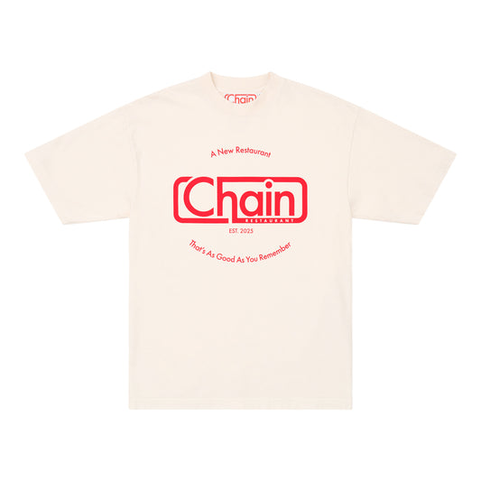 Chain Slogan Classic Tee in Cream